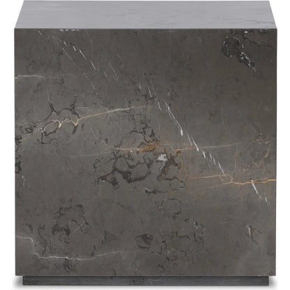 Modern Marble Plinth End Table by Four Hands in desert taupe marble. Made from unique in a modern style.