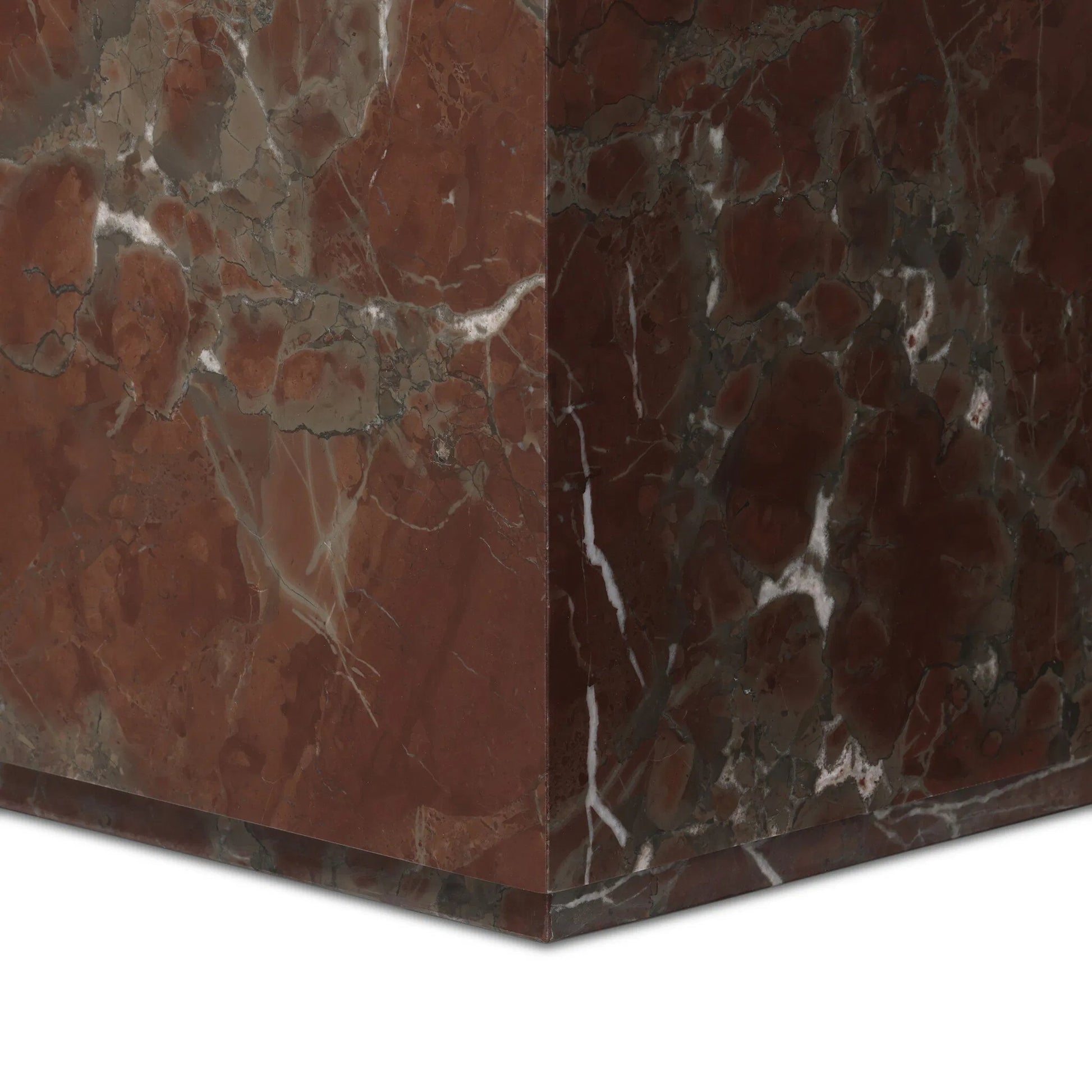 Modern Marble Plinth End Table by Four Hands in desert taupe marble. Made from unique in a modern style.