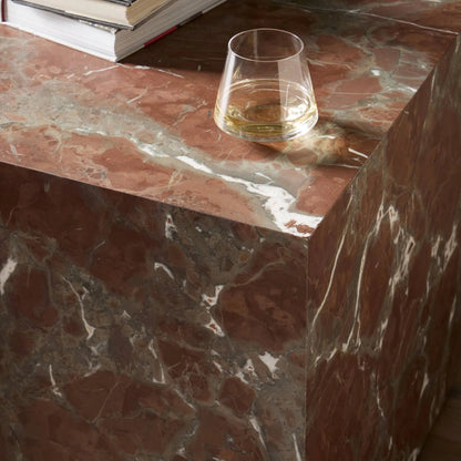 Modern Marble Plinth End Table by Four Hands in desert taupe marble. Made from unique in a modern style.
