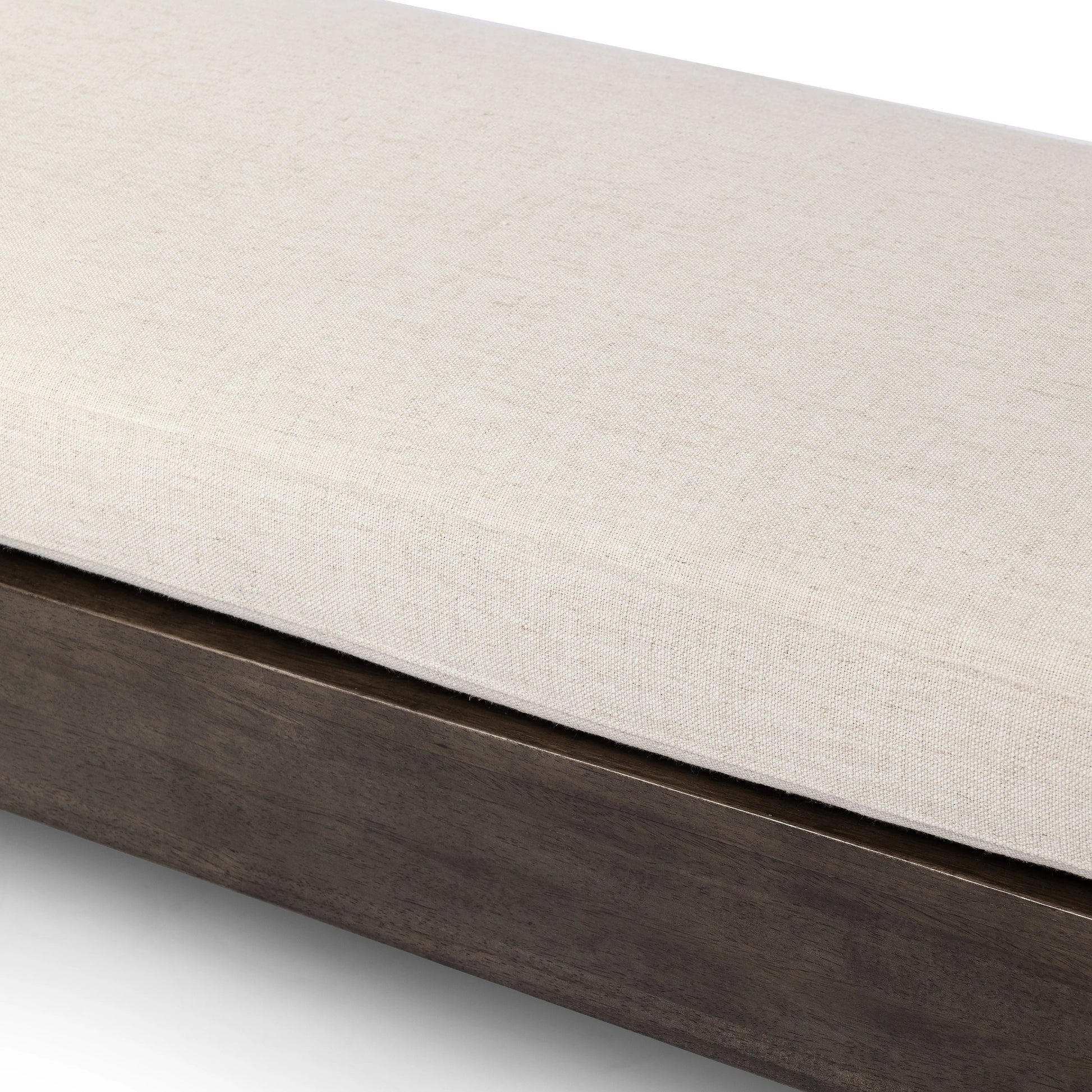 Heavy Wood Accent Bench by Four Hands in alcala cream, sienna brown. Made from 70% polyester, 20% viscose (rayon), 10% flax, linen, solid parawood, 100% polyester in a modern style.