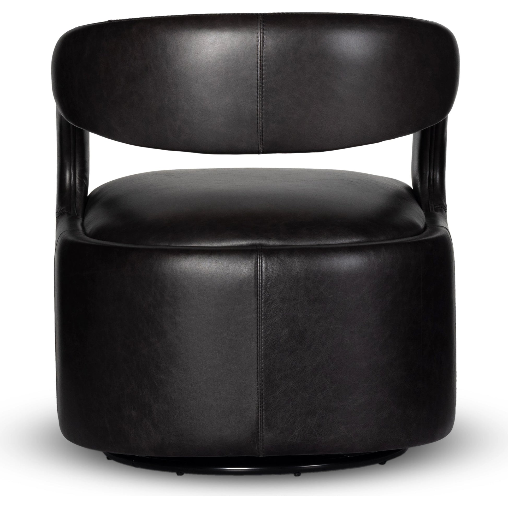 Hawkins Swivel Chair by Four Hands in sonoma butterscotch. Made from top grain leather, poplar plywood, 100% polyester in a modern style.