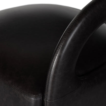 Hawkins Swivel Chair by Four Hands in sonoma butterscotch. Made from top grain leather, poplar plywood, 100% polyester in a modern style.
