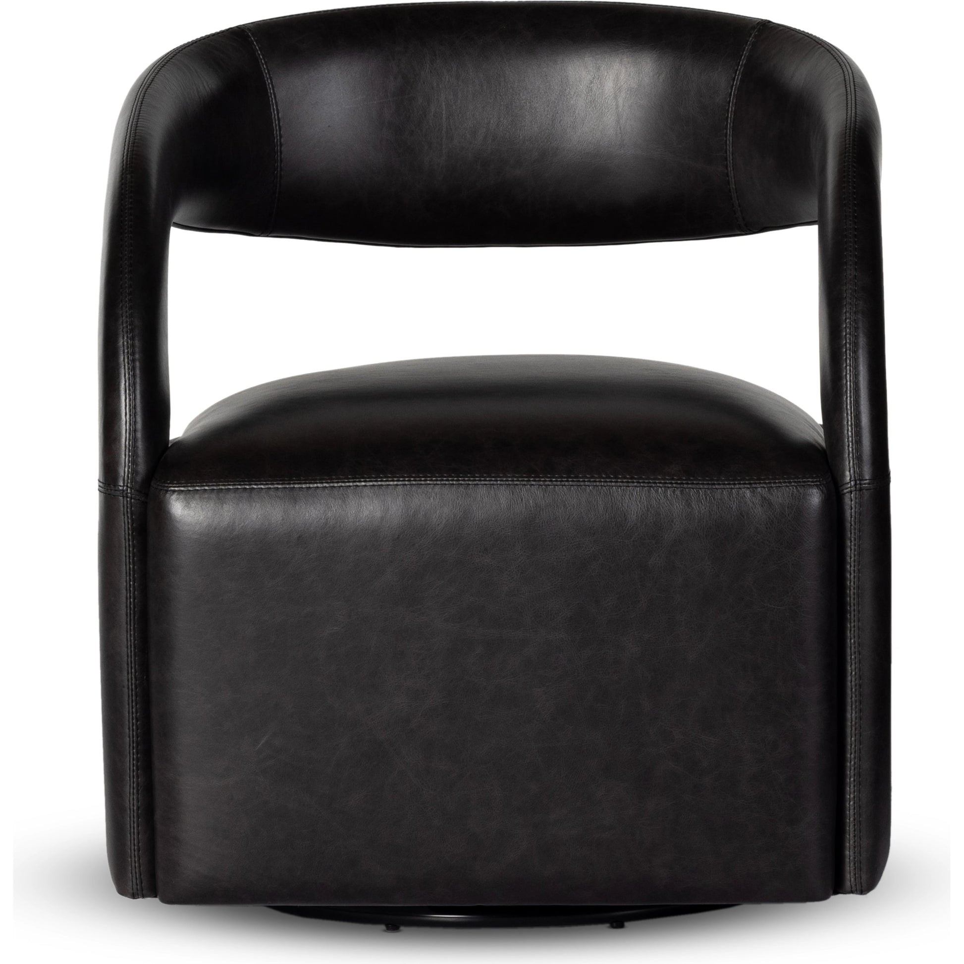 Hawkins Swivel Chair by Four Hands in sonoma butterscotch. Made from top grain leather, poplar plywood, 100% polyester in a modern style.