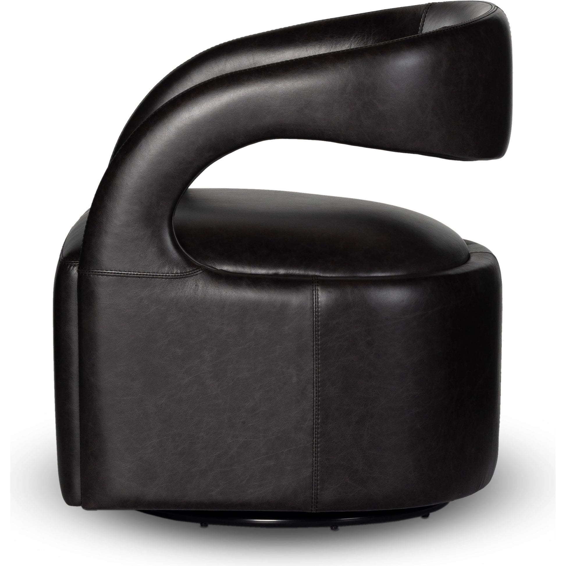 Hawkins Swivel Chair by Four Hands in sonoma butterscotch. Made from top grain leather, poplar plywood, 100% polyester in a modern style.