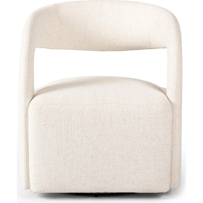 Hawkins Swivel Chair by Four Hands in sonoma butterscotch. Made from top grain leather, poplar plywood, 100% polyester in a modern style.