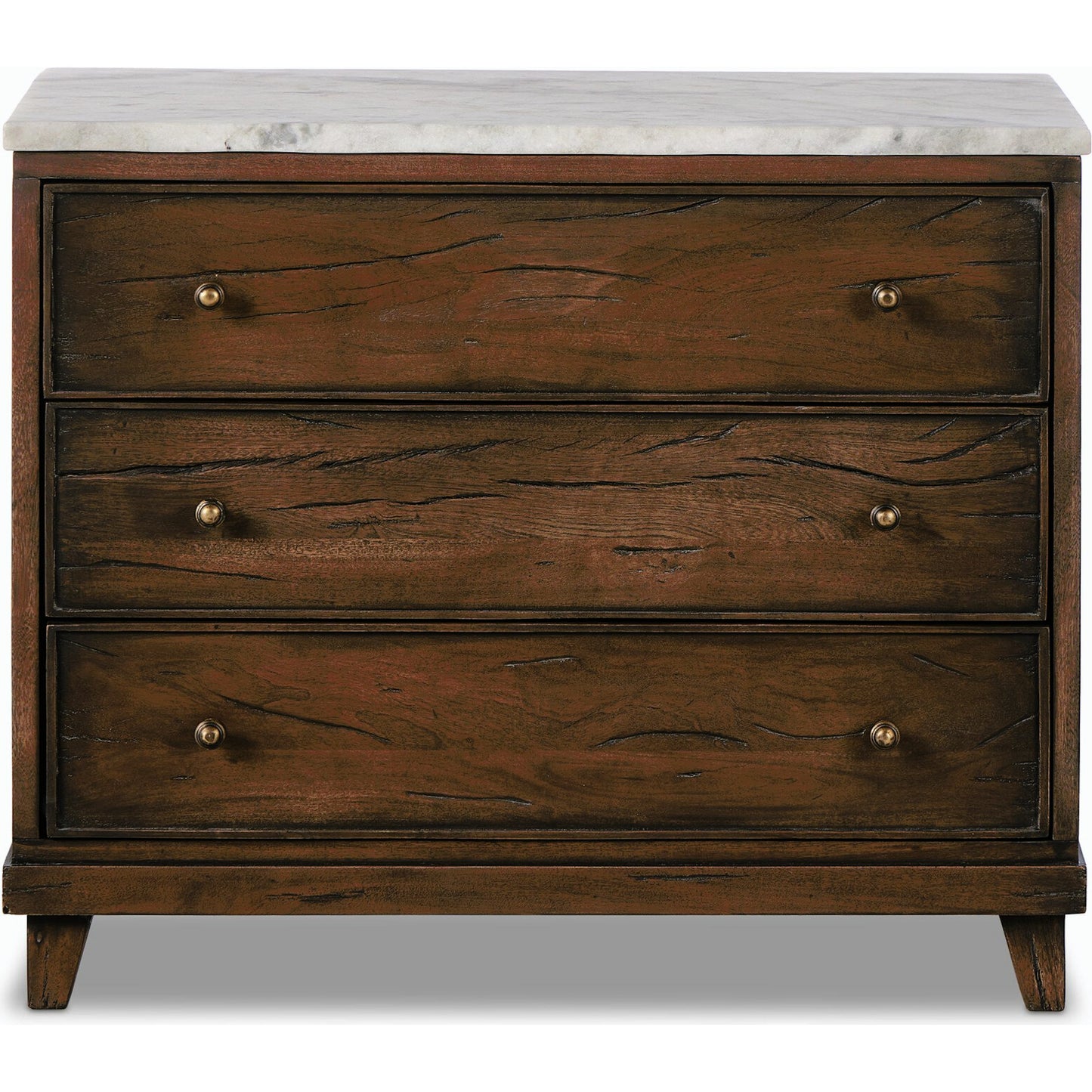 002 SI-2158342 | Additional Silo | Odette Nightstand by Four Hands in white statuario marble, antique belgium bleach, antique brass. Made from solid marble, solid mixed reclaimed wood, brass in a modern style.