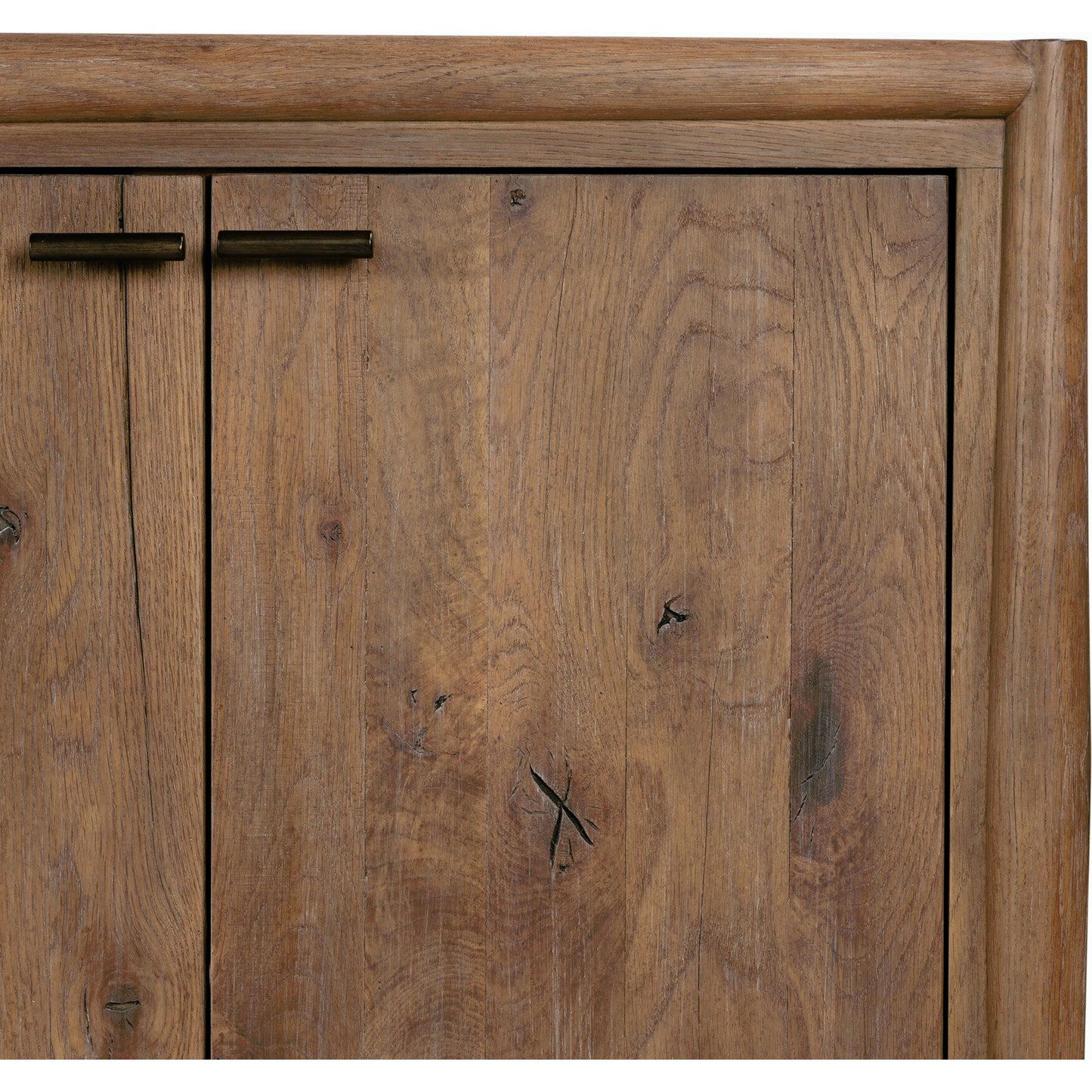 020 SI-2001369 | Closeup | Glenview 6 Door Sideboard by Four Hands in weathered oak veneer. Made from solid oak, thick oak veneer in a modern style.