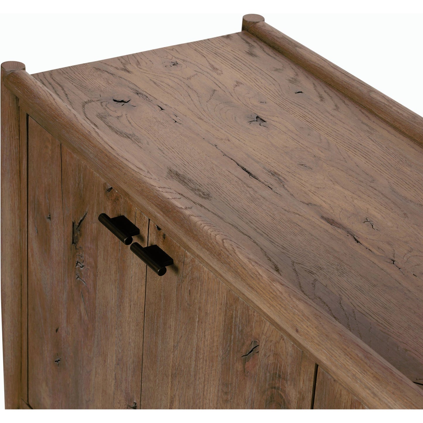 024 SI-2001369 | Closeup | Glenview 6 Door Sideboard by Four Hands in weathered oak veneer. Made from solid oak, thick oak veneer in a modern style.