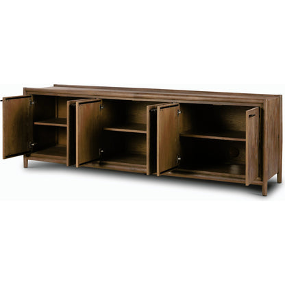 Glenview 6 Door Sideboard by Four Hands in weathered oak. Made from solid oak, thick oak veneer in a modern style.