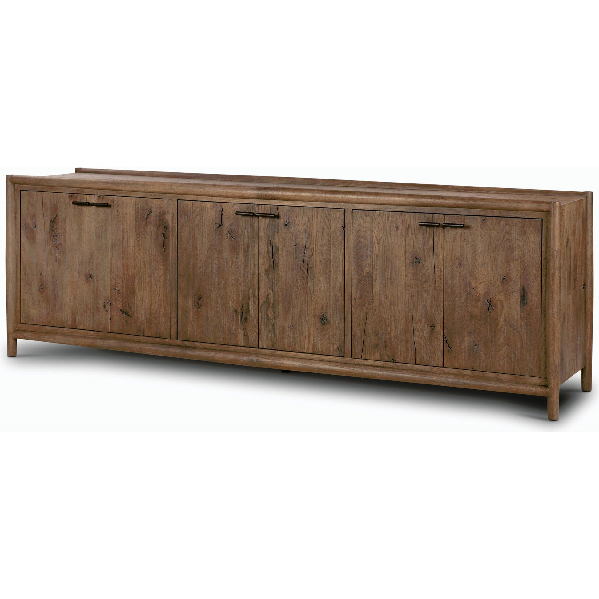 Glenview 6 Door Sideboard by Four Hands in weathered oak. Made from solid oak, thick oak veneer in a modern style.