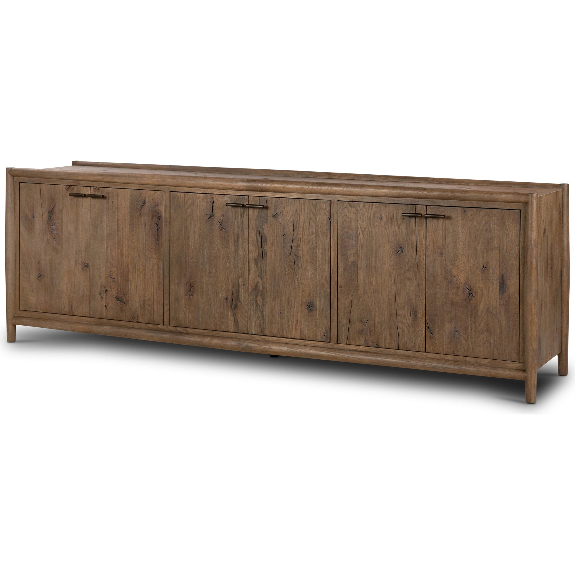 Glenview 6 Door Sideboard by Four Hands in weathered oak. Made from solid oak, thick oak veneer in a modern style.