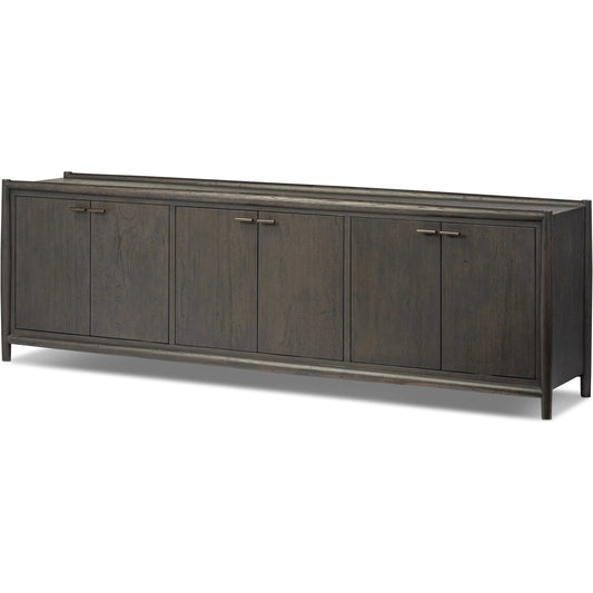 001 SI-2519182 | Primary Silo | Glenview 6 Door Sideboard by Four Hands in smoked black resawn oak, smoked black oak. Made from resawn oak veneer, solid oak in a traditional style.
