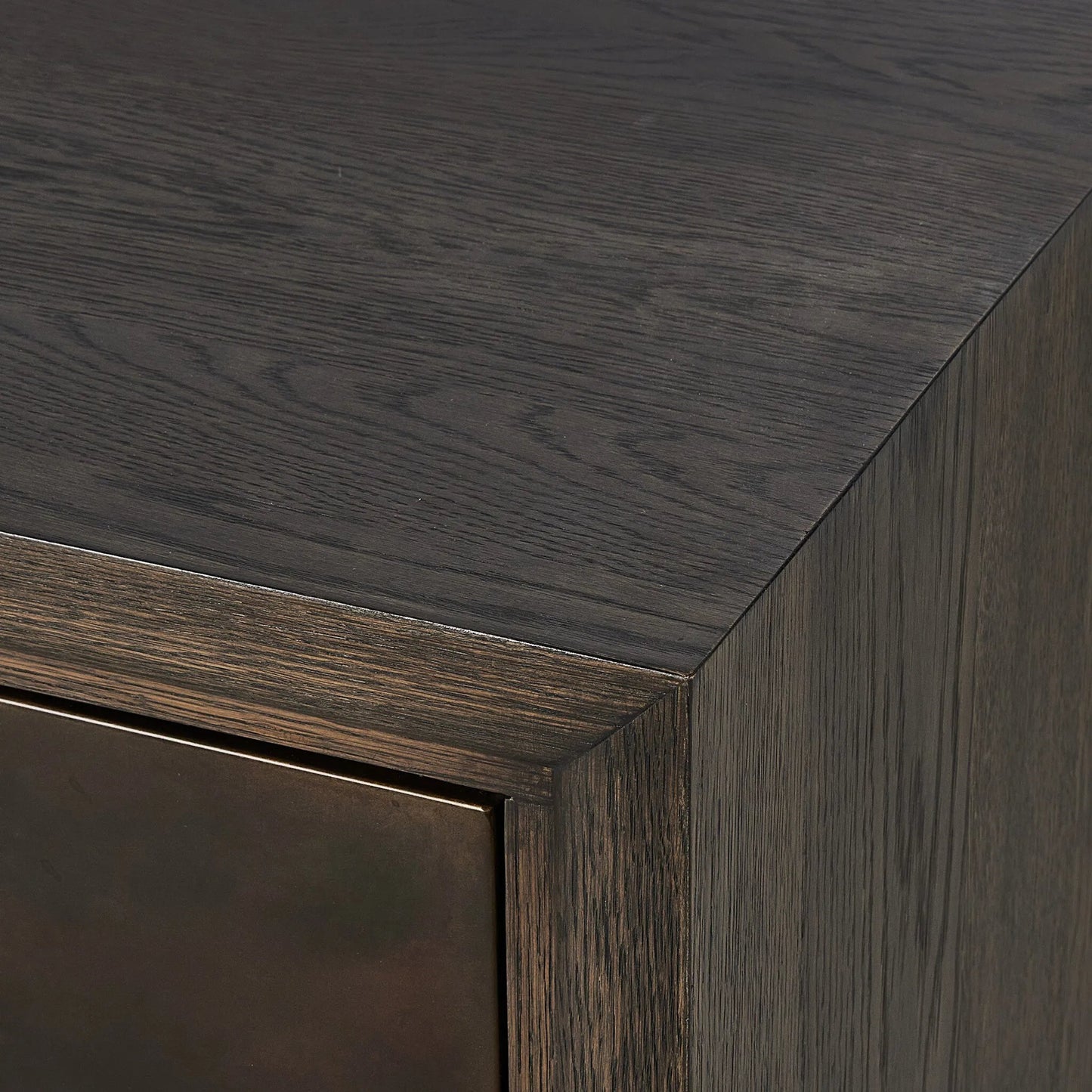 008 SI-2377030 | Closeup | Arlington 6 Door Sideboard by Four Hands in espresso oak veneer. Made from oak veneer in a traditional style.