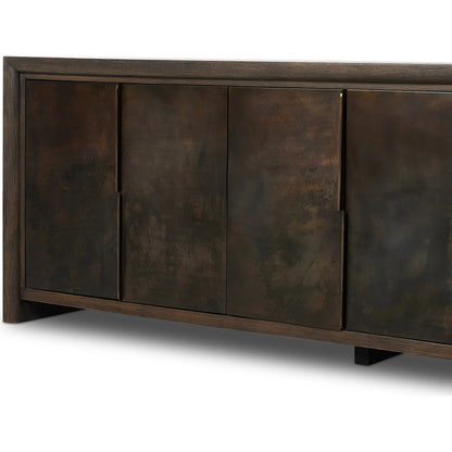 Arlington 6 Door Sideboard by Four Hands in espresso oak veneer. Made from oak veneer in a traditional style.