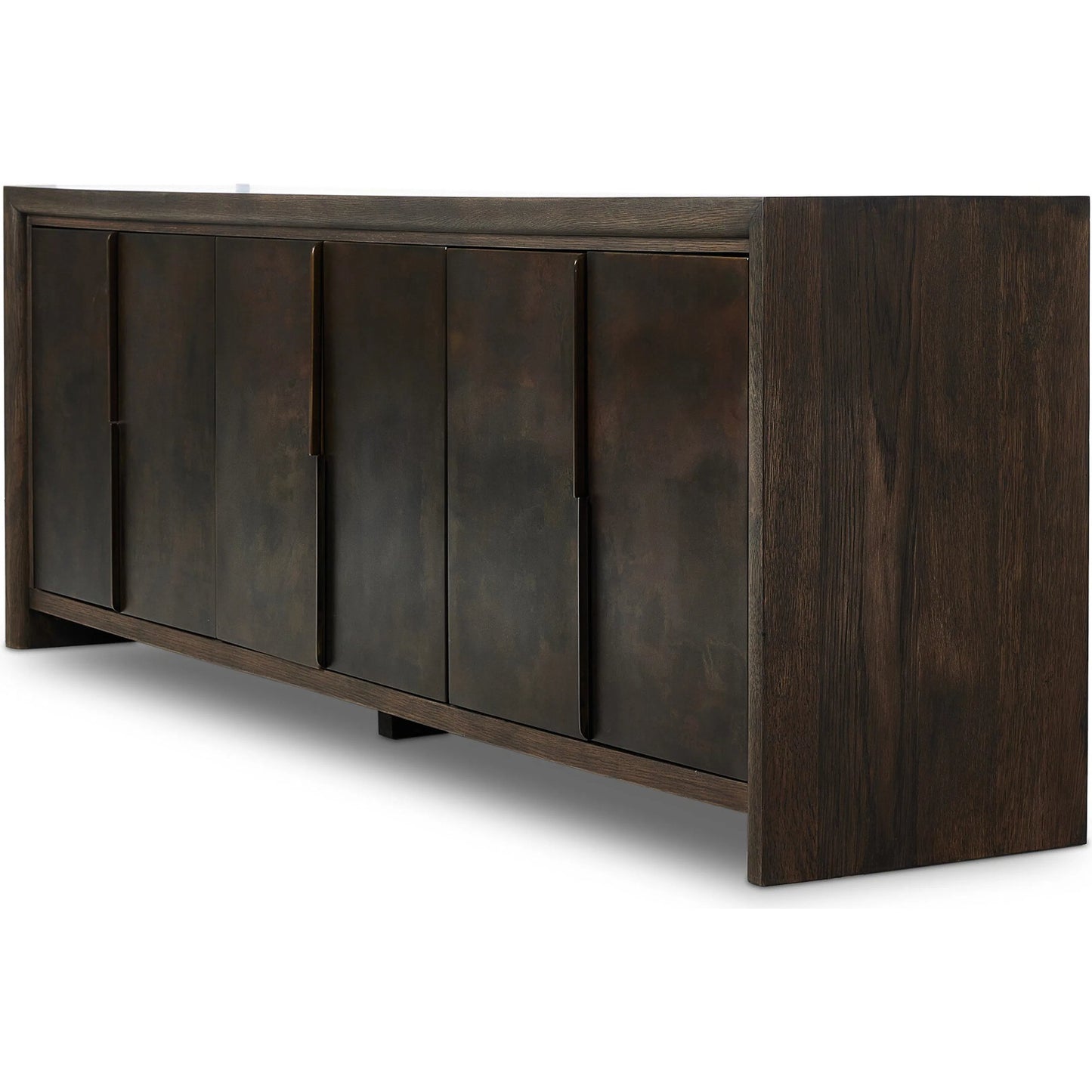 013 SI-2377030 | Closeup | Arlington 6 Door Sideboard by Four Hands in espresso oak veneer. Made from oak veneer in a traditional style.