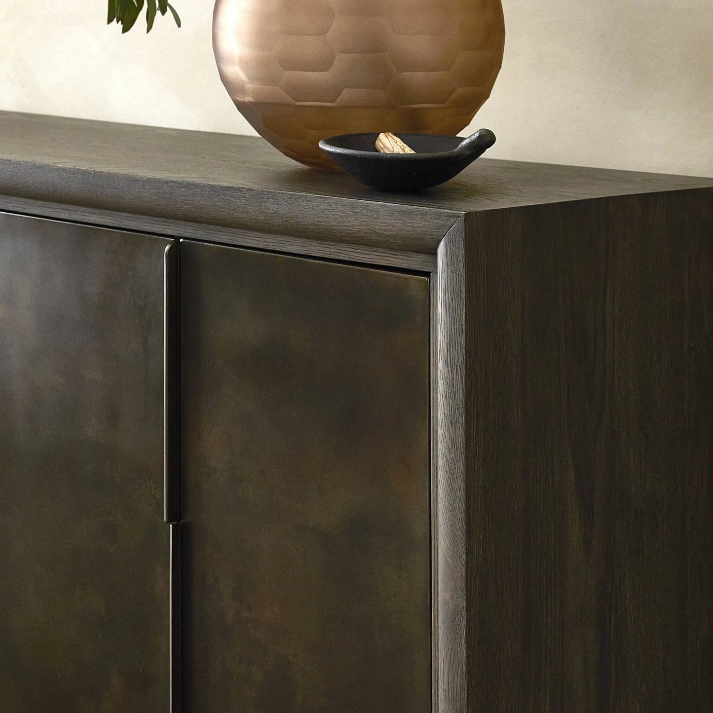016 SI-2377030 | Closeup | Arlington 6 Door Sideboard by Four Hands in espresso oak veneer. Made from oak veneer in a traditional style.