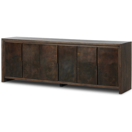 Arlington 6 Door Sideboard by Four Hands in espresso oak veneer. Made from oak veneer in a unique style.