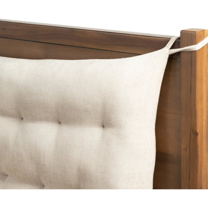 Sullivan Bed by Four Hands in harbor sand and saddle tan. Made from 60% polyester, 40% viscose (rayon), thin acacia veneer in a modern style.