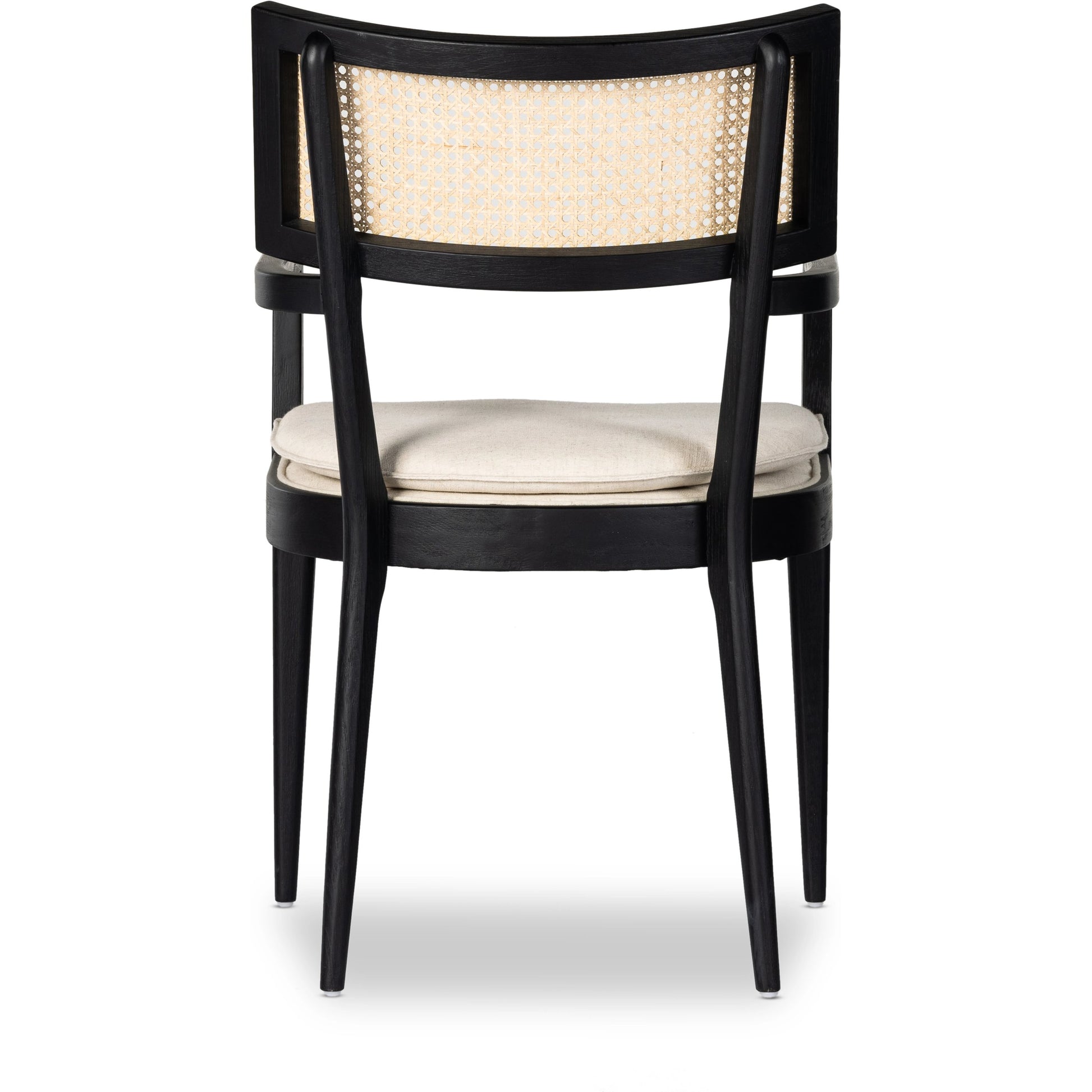 Britt Dining Armchair by Four Hands. Made from 92% polyester, 8% flax, linen, solid nettlewood, cane in a modern style.