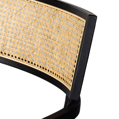 Britt Dining Armchair by Four Hands. Made from 92% polyester, 8% flax, linen, solid nettlewood, cane in a modern style.