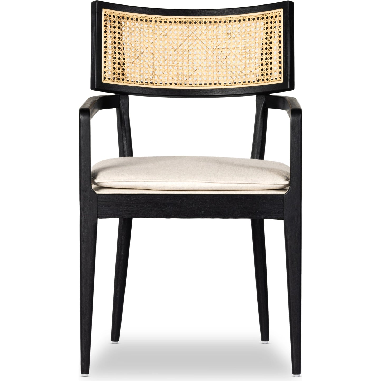 003 SI-1977128 | Additional Silo | Britt Dining Armchair by Four Hands. Made from 92% polyester, 8% flax, linen, solid nettlewood, cane in a modern style.