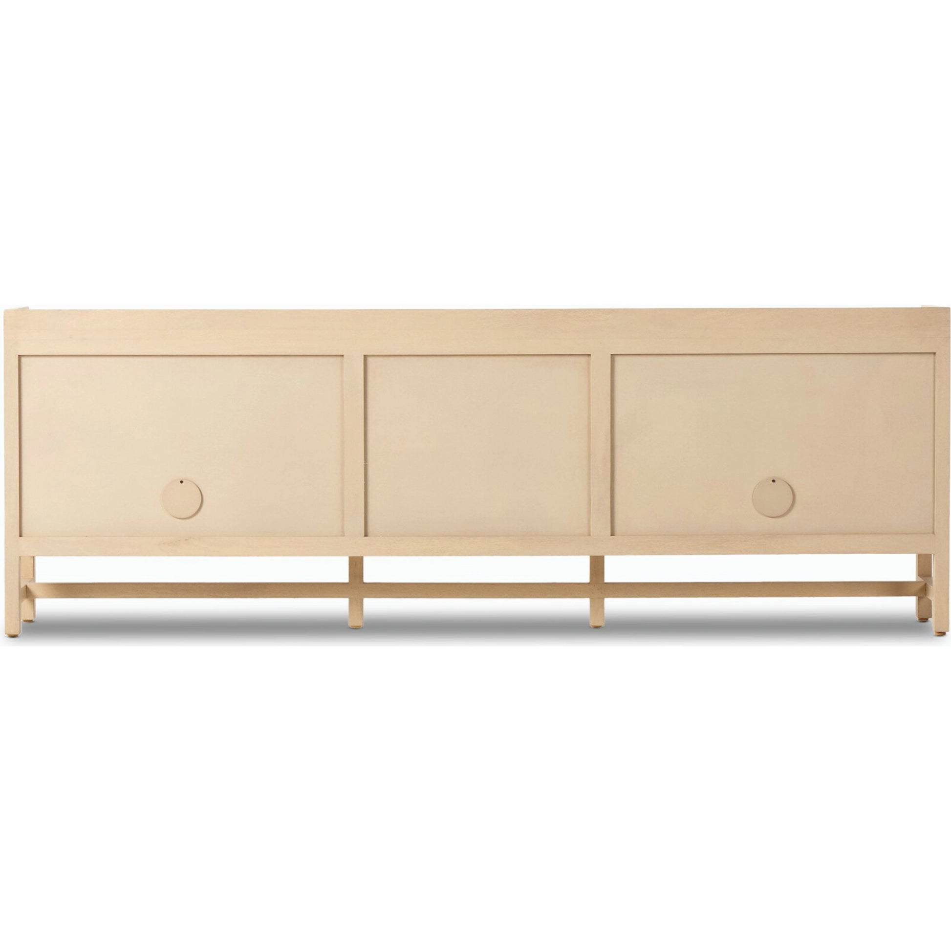 Caprice 96" Sideboard by Four Hands in natural mango. Made from solid mango, iron, cane in a modern style.