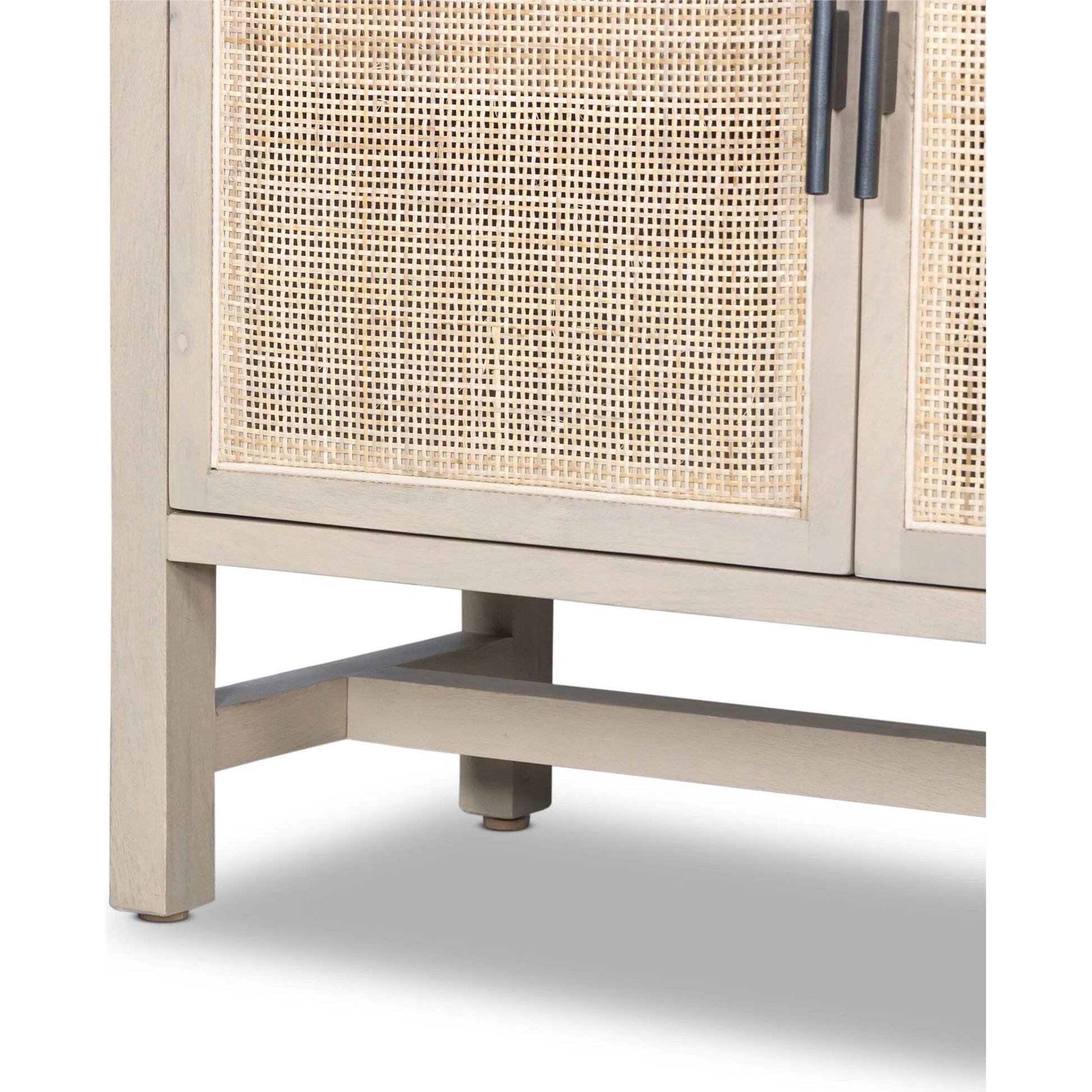 Caprice 96" Sideboard by Four Hands in natural mango. Made from solid mango, iron, cane in a modern style.