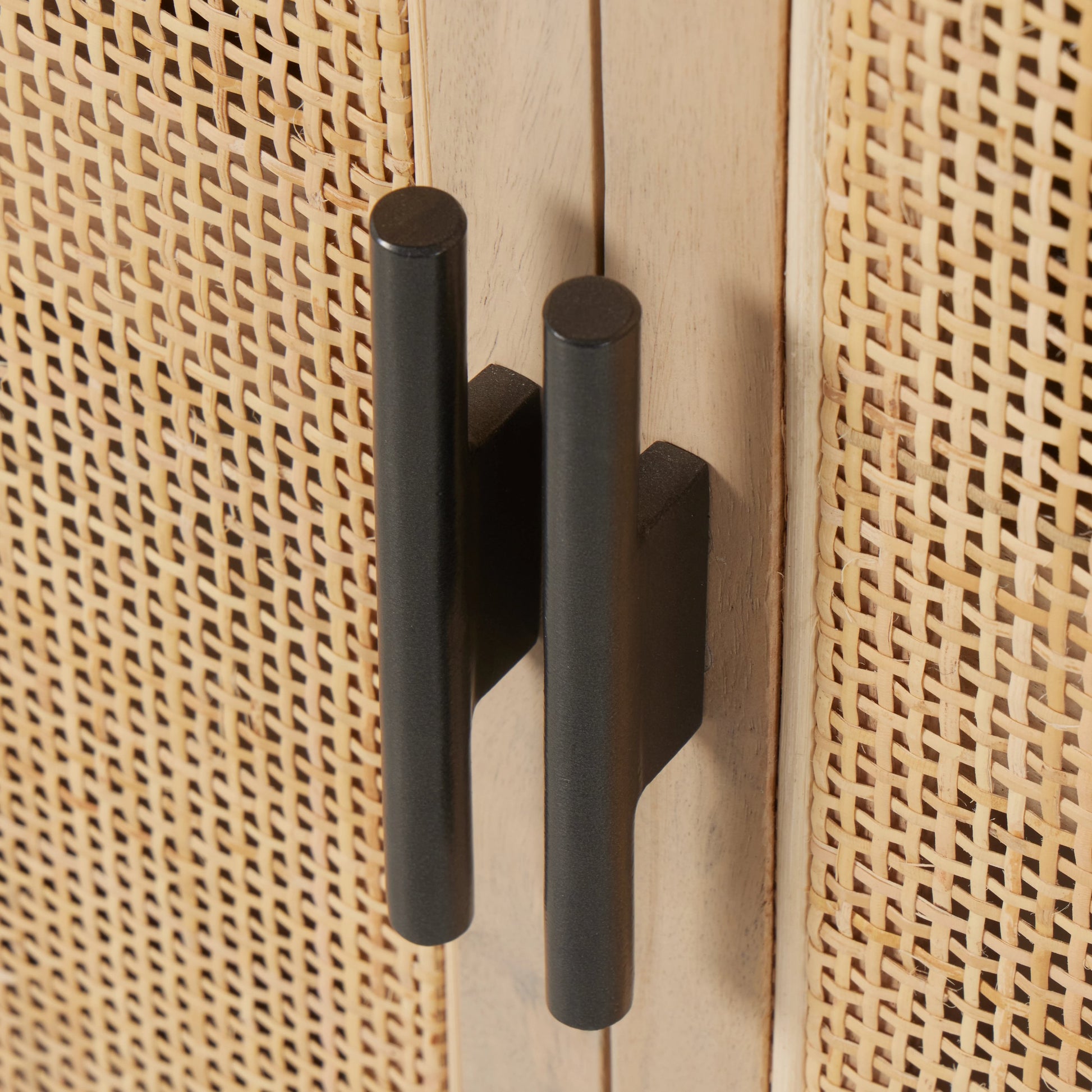 Caprice 96" Sideboard by Four Hands in natural mango. Made from solid mango, iron, cane in a modern style.