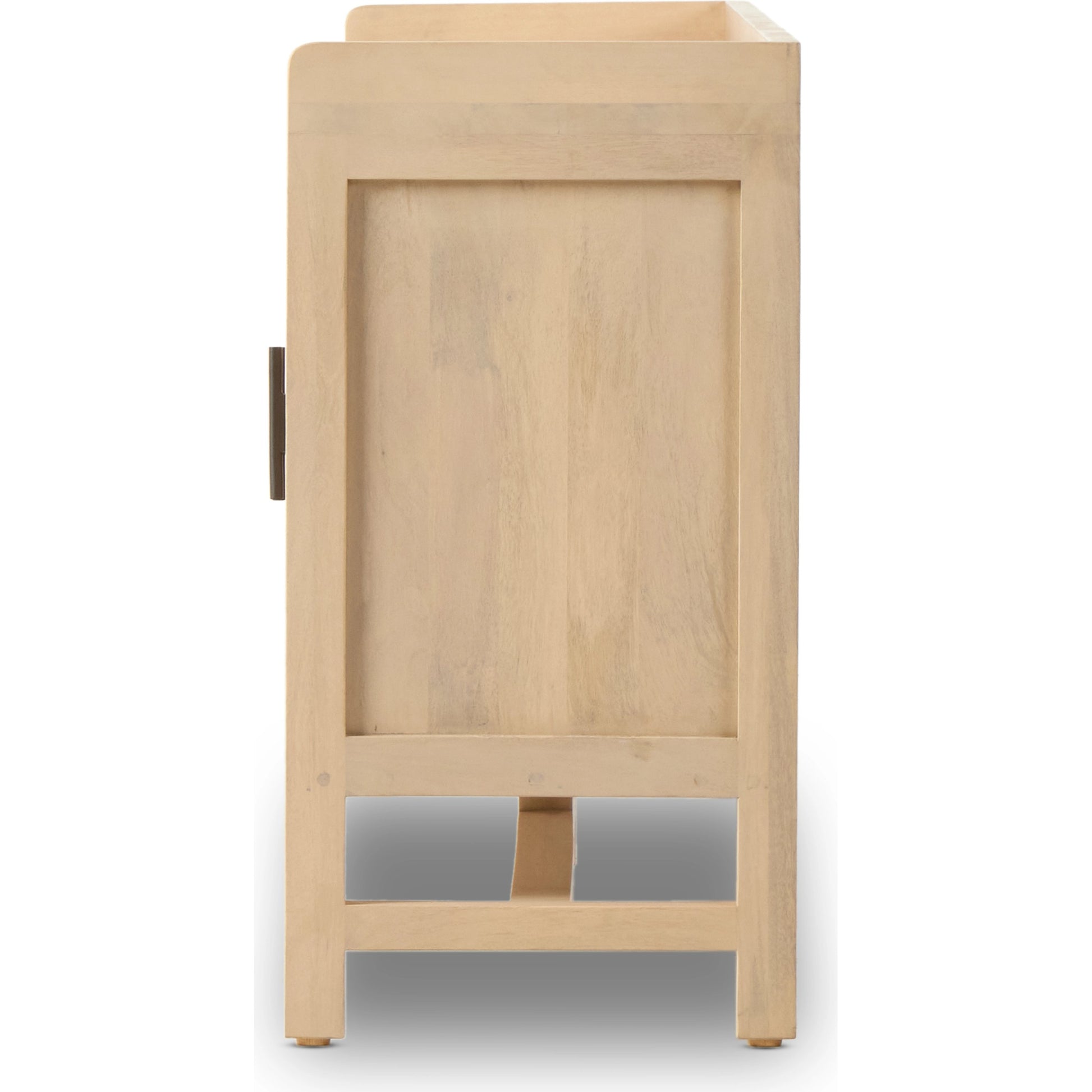 Caprice 96" Sideboard by Four Hands in natural mango. Made from solid mango, iron, cane in a modern style.