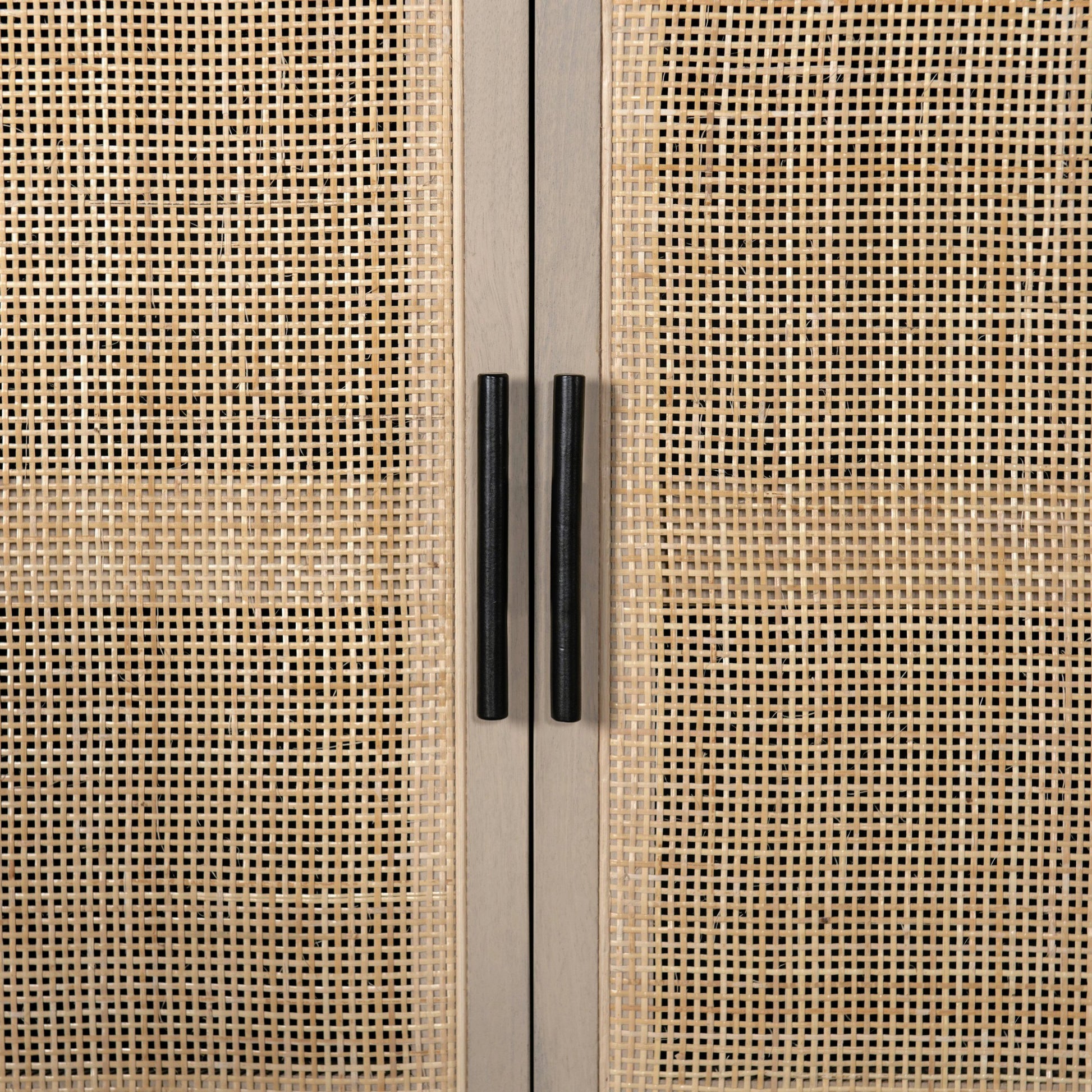 Caprice Sideboard by Four Hands in black wash mango, natural cane. Made from solid mango, cane in a coastal style.