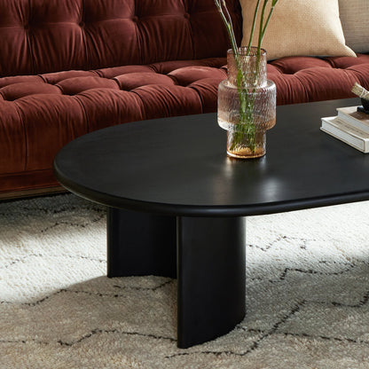 Paden Large Coffee Table by Four Hands in aged black. Made from thin acacia veneer, solid acacia in a modern style.