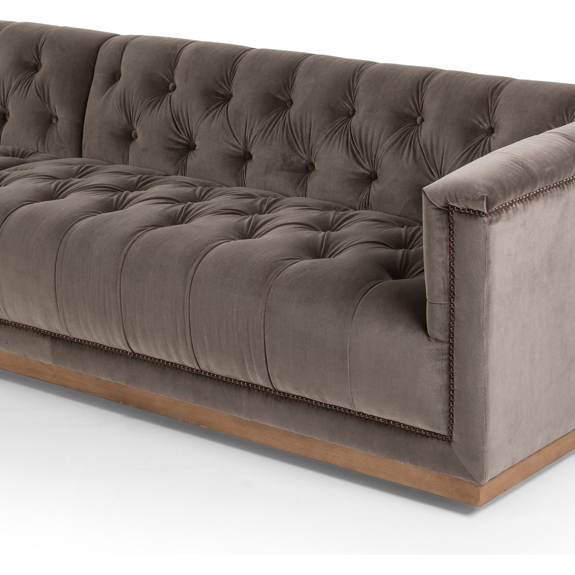 Maxx 2-Piece Sectional by Four Hands in sapphire birch. Made from 92% polyester, 5% cotton, 3% latex, solid parawood, iron in a modern style.