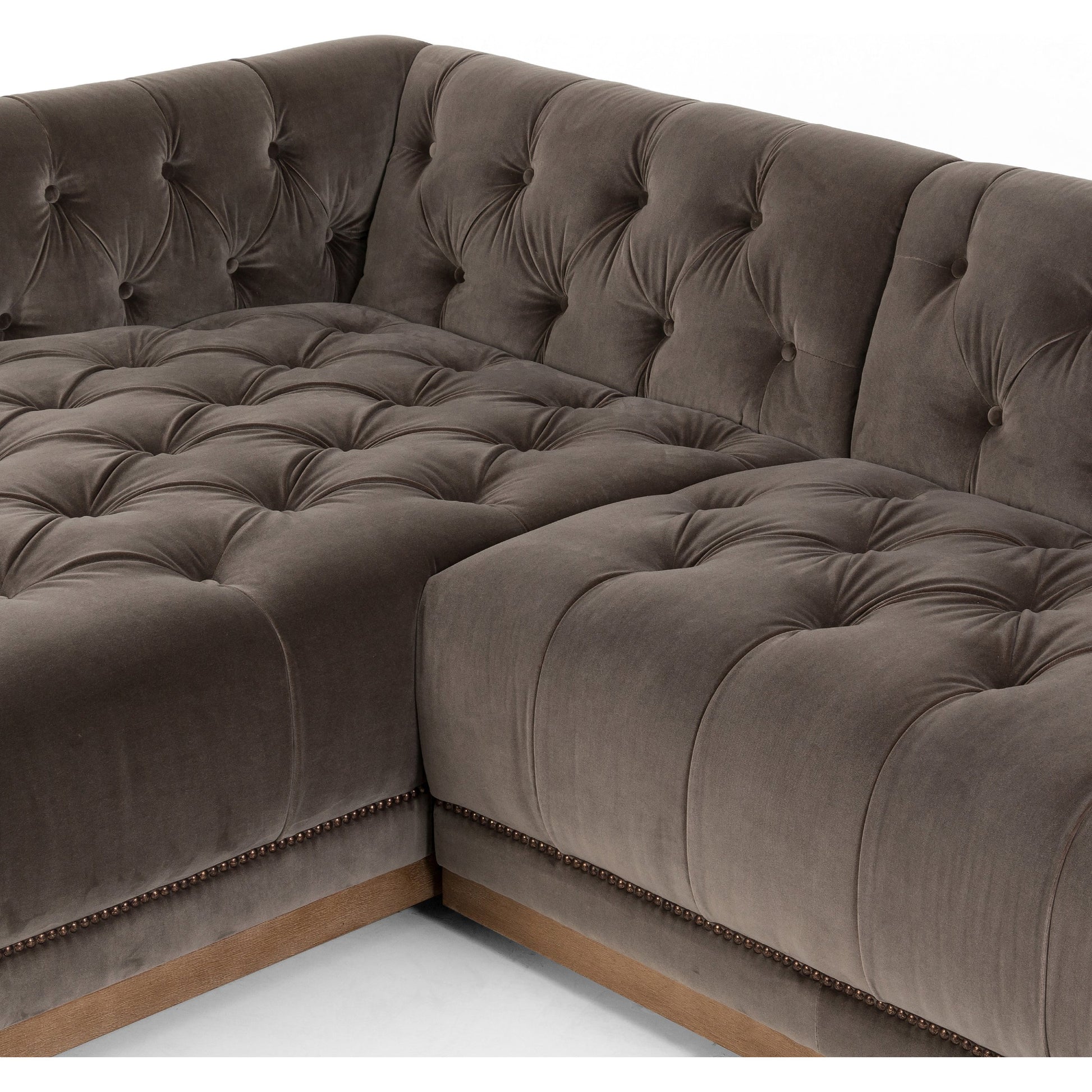 Maxx 2-Piece Sectional by Four Hands in sapphire birch. Made from 92% polyester, 5% cotton, 3% latex, solid parawood, iron in a modern style.