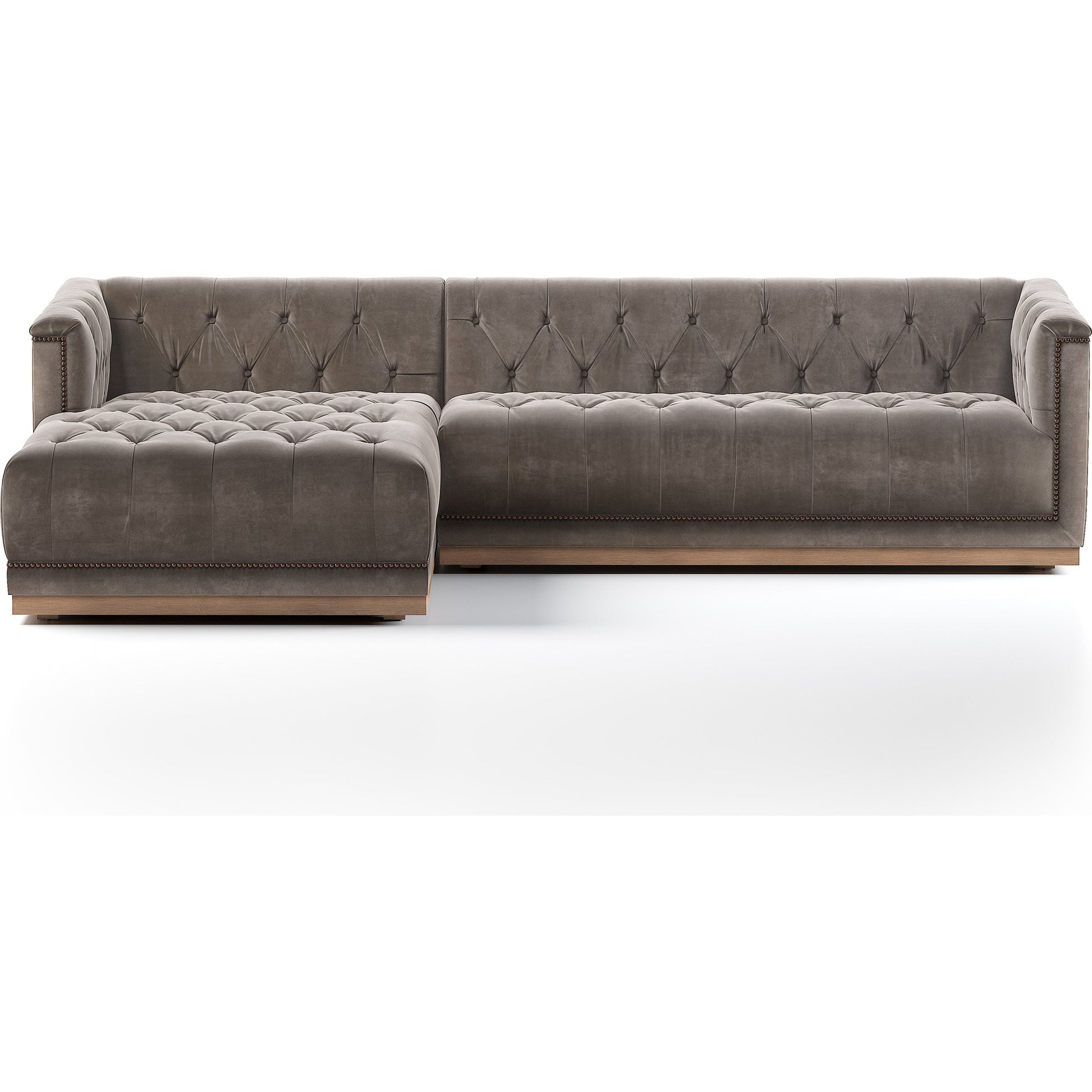 Maxx 2-Piece Sectional by Four Hands in sapphire birch. Made from 92% polyester, 5% cotton, 3% latex, solid parawood, iron in a modern style.