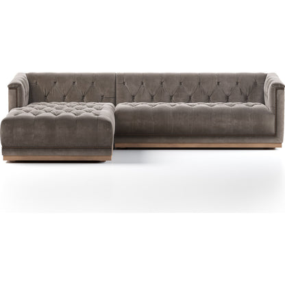 Maxx 2-Piece Sectional by Four Hands in sapphire birch. Made from 92% polyester, 5% cotton, 3% latex, solid parawood, iron in a modern style.