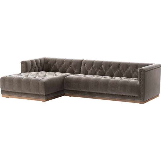 Maxx 2-Piece Sectional by Four Hands in sapphire birch. Made from 92% polyester, 5% cotton, 3% latex, solid parawood, iron in a modern style.