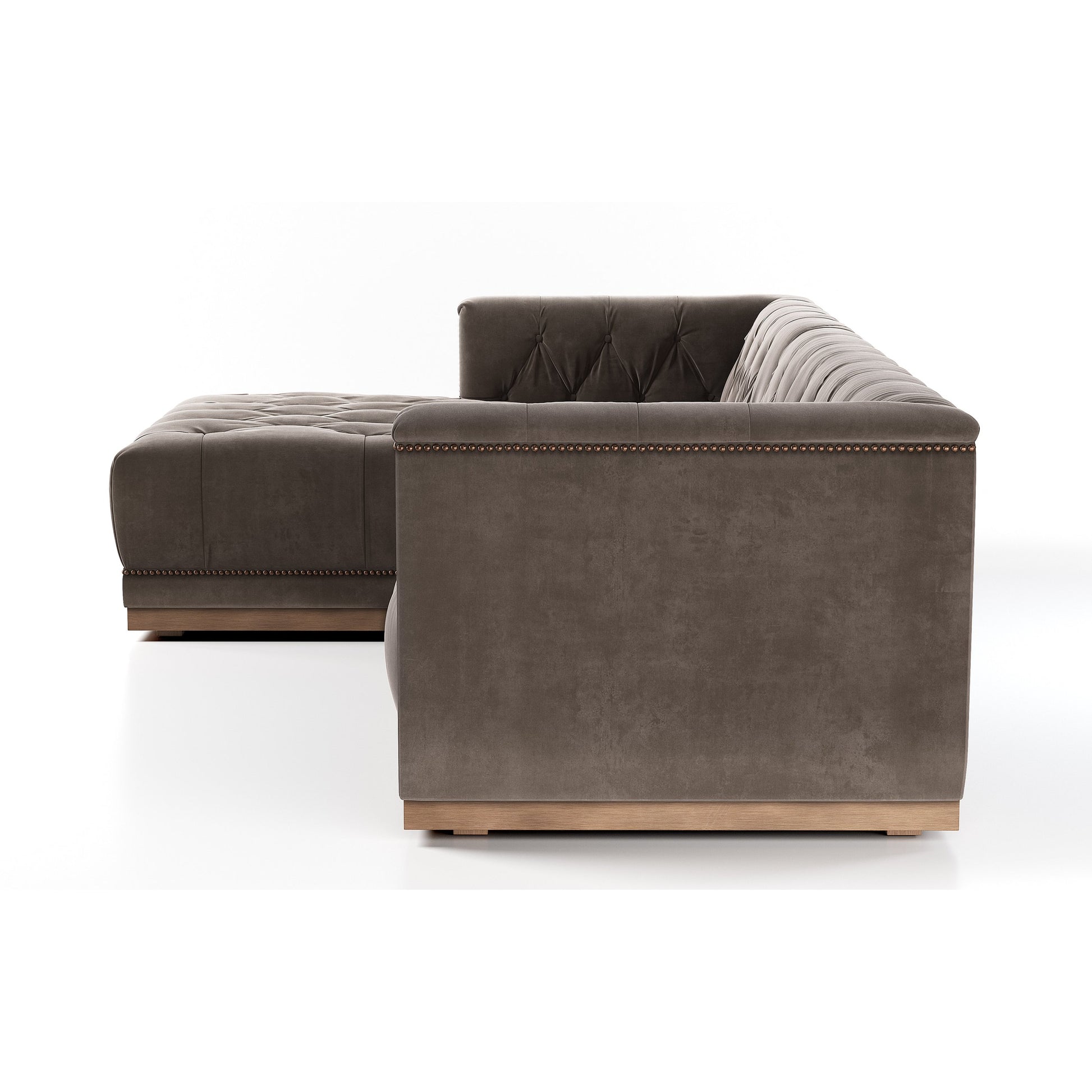 Maxx 2-Piece Sectional by Four Hands in sapphire birch. Made from 92% polyester, 5% cotton, 3% latex, solid parawood, iron in a modern style.