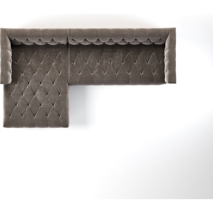 Maxx 2-Piece Sectional by Four Hands in sapphire birch. Made from 92% polyester, 5% cotton, 3% latex, solid parawood, iron in a modern style.