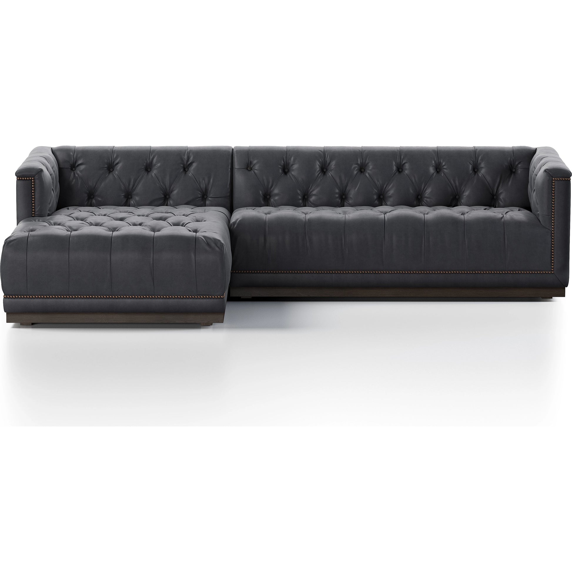 Maxx 2-Piece Sectional by Four Hands in sapphire birch. Made from 92% polyester, 5% cotton, 3% latex, solid parawood, iron in a modern style.