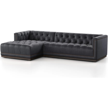 Maxx 2-Piece Sectional by Four Hands in sapphire birch. Made from 92% polyester, 5% cotton, 3% latex, solid parawood, iron in a modern style.