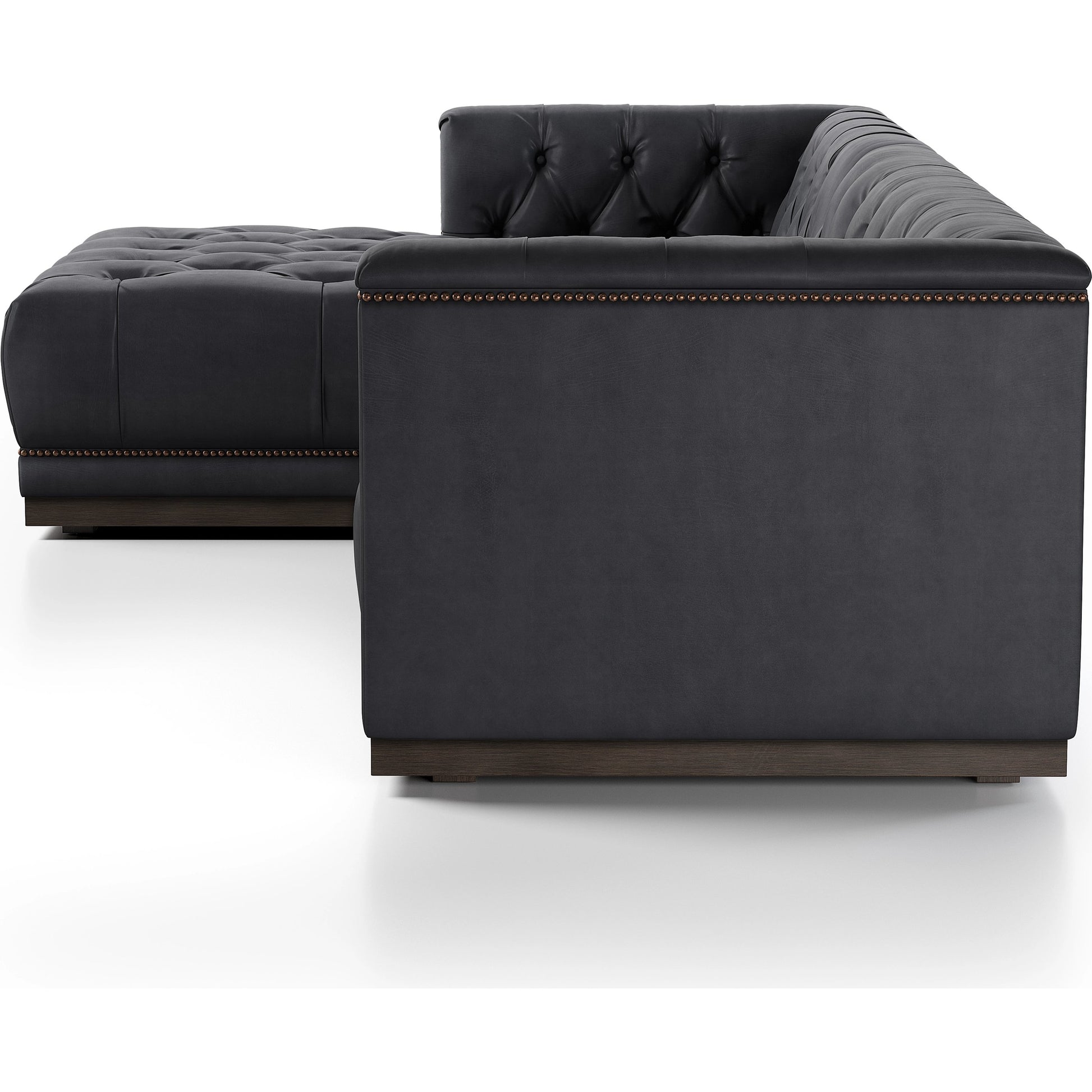 Maxx 2-Piece Sectional by Four Hands in sapphire birch. Made from 92% polyester, 5% cotton, 3% latex, solid parawood, iron in a modern style.