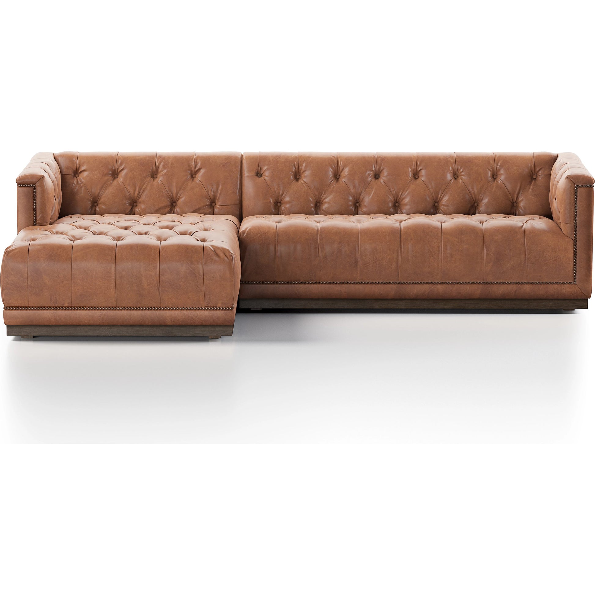 Maxx 2-Piece Sectional by Four Hands in sapphire birch. Made from 92% polyester, 5% cotton, 3% latex, solid parawood, iron in a modern style.