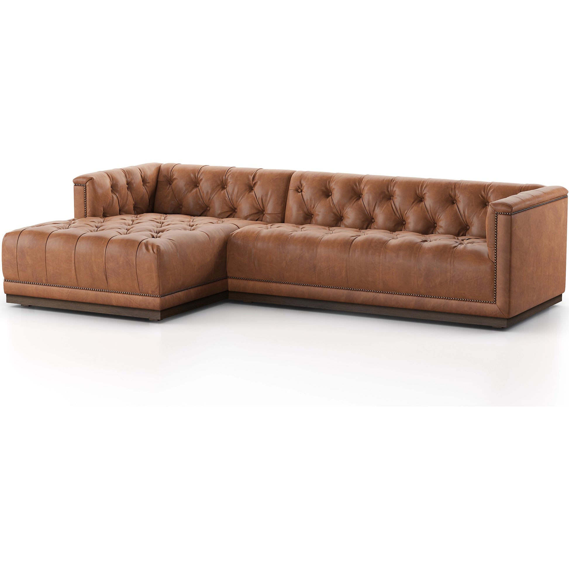 Maxx 2-Piece Sectional by Four Hands in sapphire birch. Made from 92% polyester, 5% cotton, 3% latex, solid parawood, iron in a modern style.