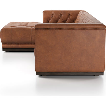 Maxx 2-Piece Sectional by Four Hands in sapphire birch. Made from 92% polyester, 5% cotton, 3% latex, solid parawood, iron in a modern style.