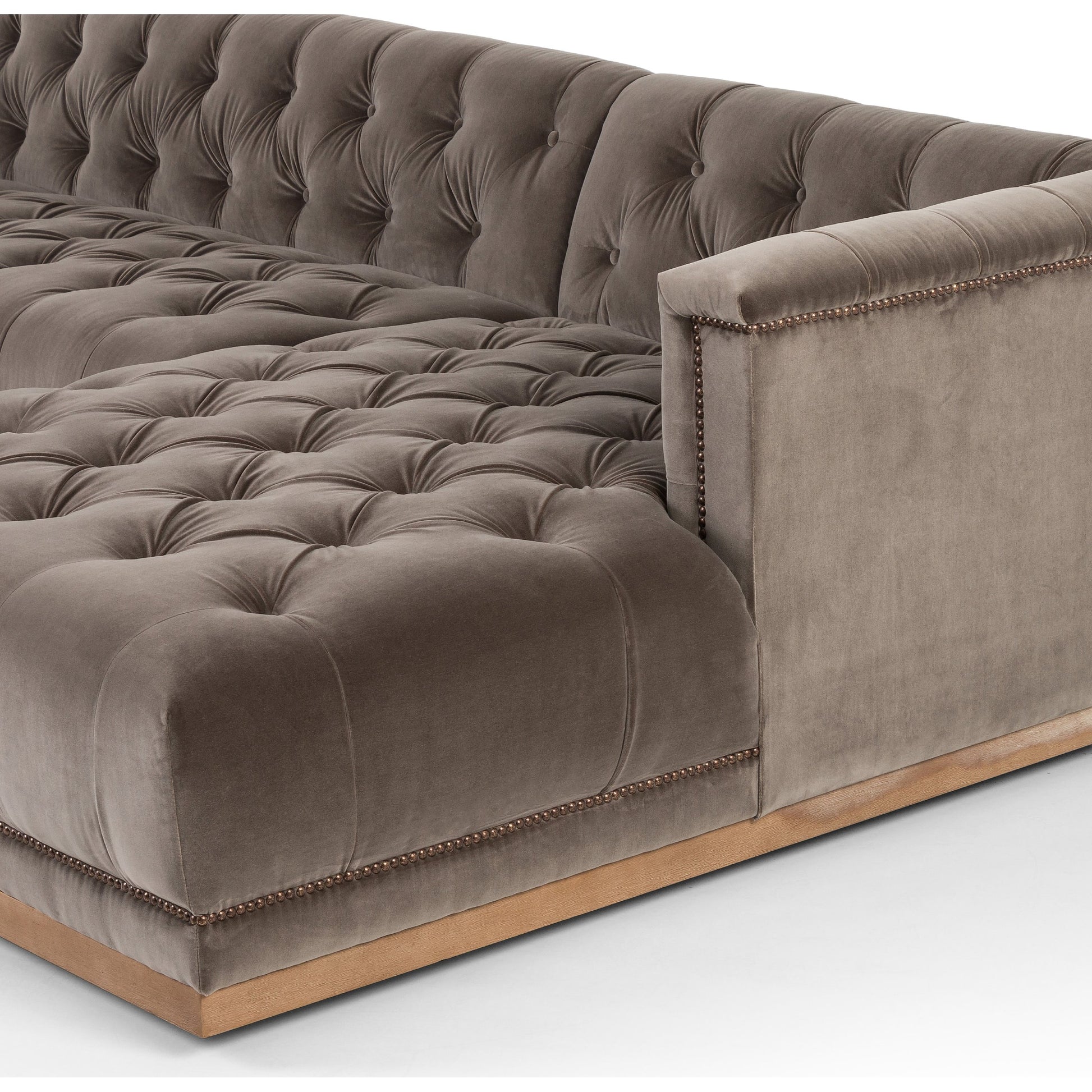 Maxx 2-Piece Sectional by Four Hands in sapphire birch. Made from 92% polyester, 5% cotton, 3% latex, solid parawood, iron in a modern style.