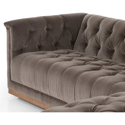 Maxx 2-Piece Sectional by Four Hands in sapphire birch. Made from 92% polyester, 5% cotton, 3% latex, solid parawood, iron in a modern style.