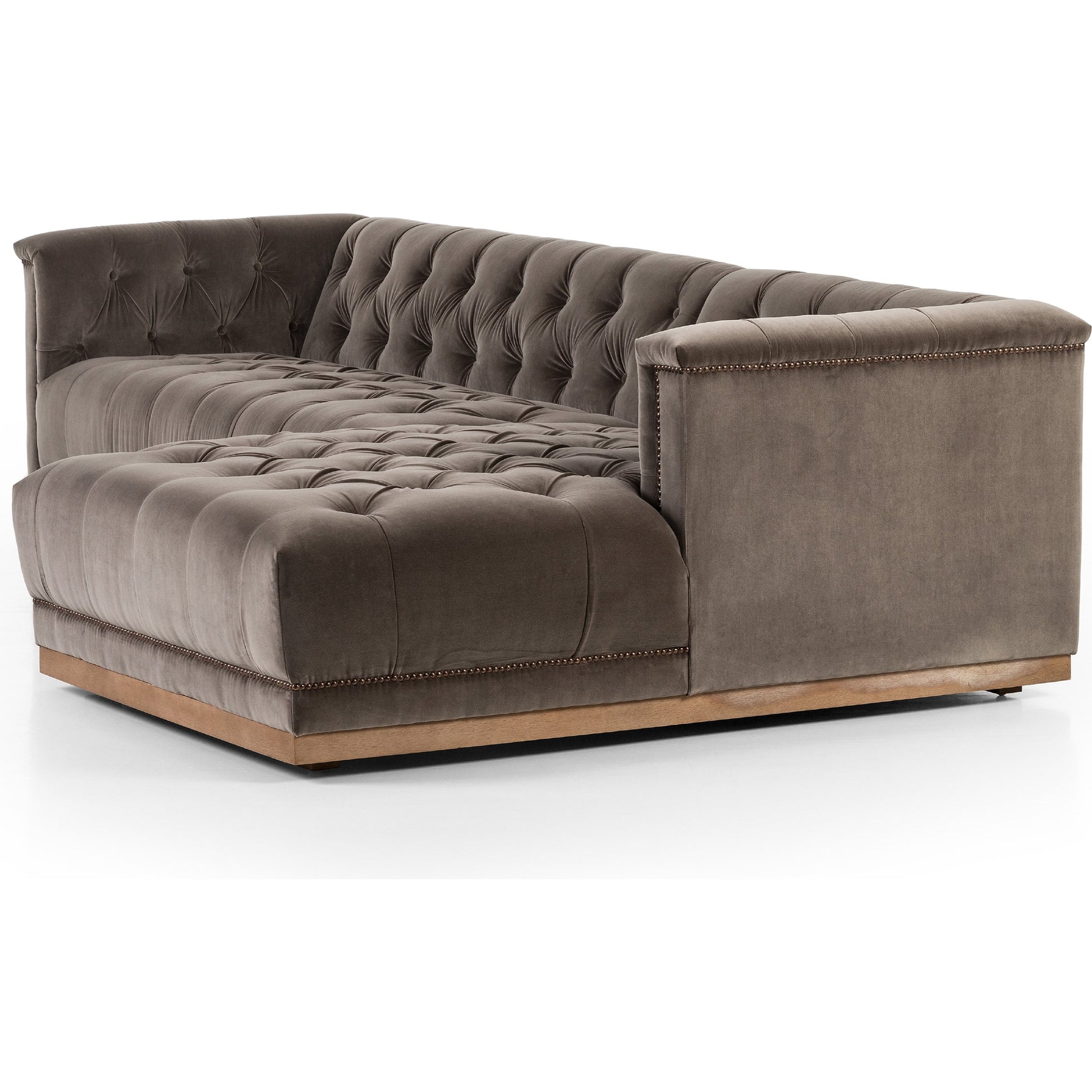 Maxx 2-Piece Sectional by Four Hands in sapphire birch. Made from 92% polyester, 5% cotton, 3% latex, solid parawood, iron in a modern style.