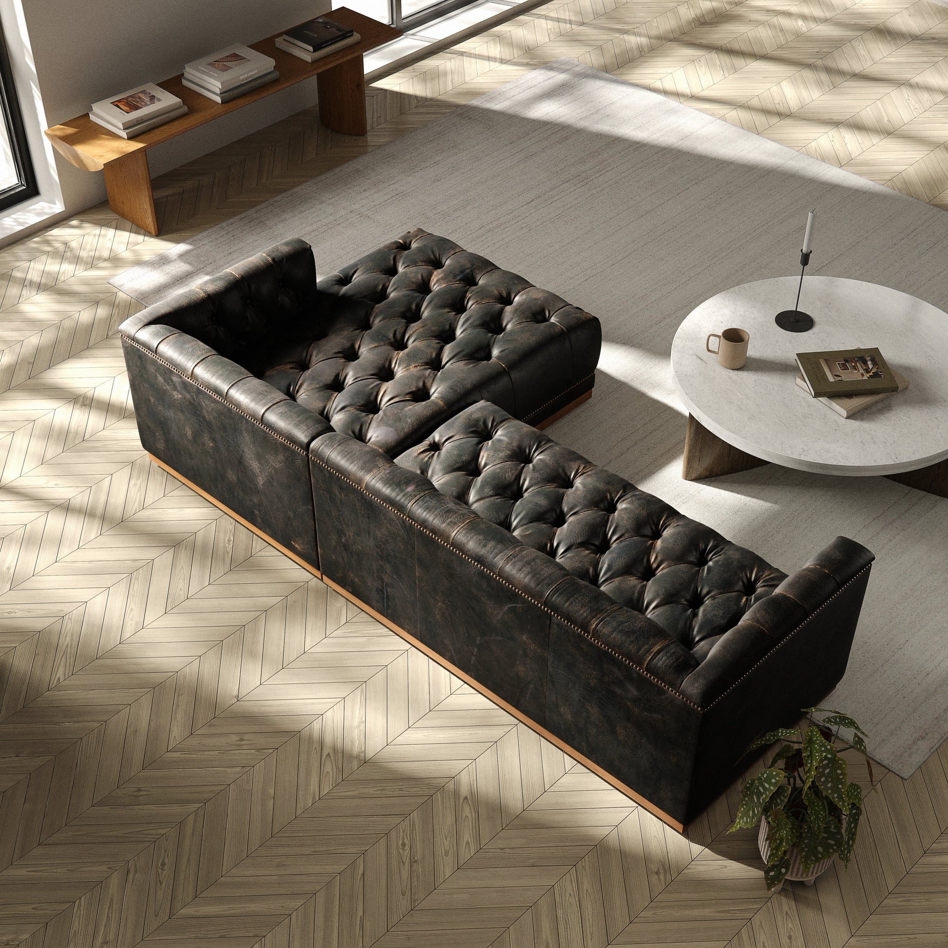 Maxx 2-PC Sectional by Four Hands in destroyed black. Made from unique in a modern style.