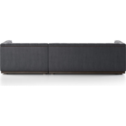 Maxx 2-Piece Sectional by Four Hands in sapphire birch. Made from 92% polyester, 5% cotton, 3% latex, solid parawood, iron in a modern style.