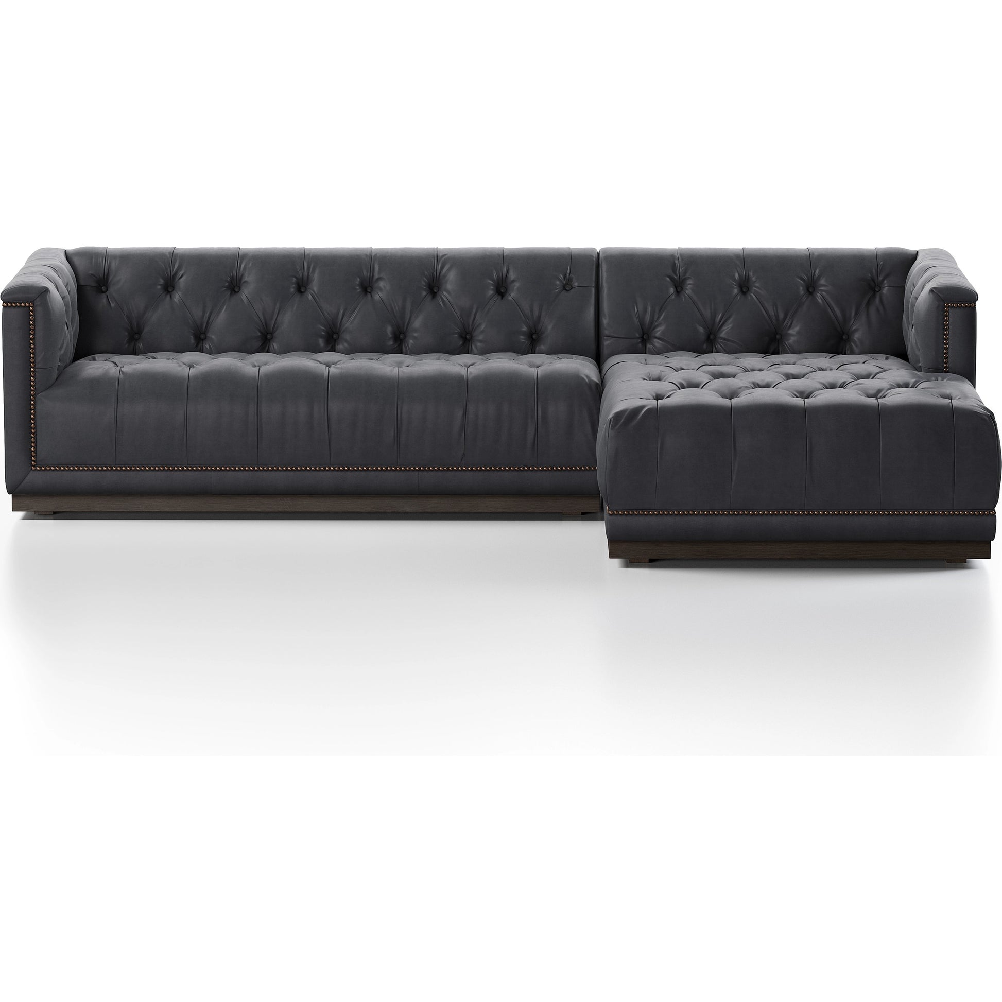 Maxx 2-Piece Sectional by Four Hands in sapphire birch. Made from 92% polyester, 5% cotton, 3% latex, solid parawood, iron in a modern style.